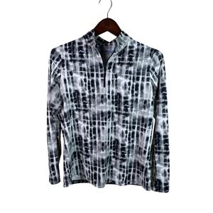 IBKUL Top Womens M Black 1/4 Zip Pullover Shirt Mesh Sleeve Golf Tennis UPF50